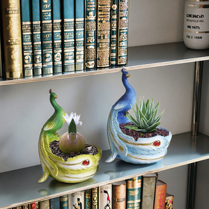 Pot de fleurs en résine au design européen, motif paon de dessin animé, mignon, <span class=keywords><strong>pour</strong></span> décoration intérieure, balcon, jardin, avec plantes succulentes, <span class=keywords><strong>idée</strong></span> <span class=keywords><strong>cadeau</strong></span> - Product Image 4