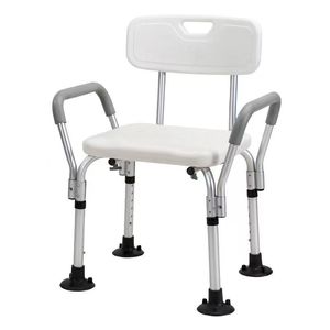 Aluminum Alloy Shower <b>Stool</b> With Non Slip Seat And Backrest For Elderly Bathroom Use 200kg Capacity <b>Adjustable</b> <b>Height</b> - Product Image 5