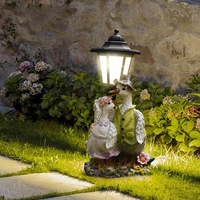 Statue d'animal à énergie solaire décor de jardin extérieur avec lumière LED automatique sculpture en résine en gros pour pelouse et voie