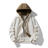 Veste d'hiver en velours côtelé grande taille pour homme, style baseball, ample, épaisse et décontractée avec revers, pour vêtements masculins