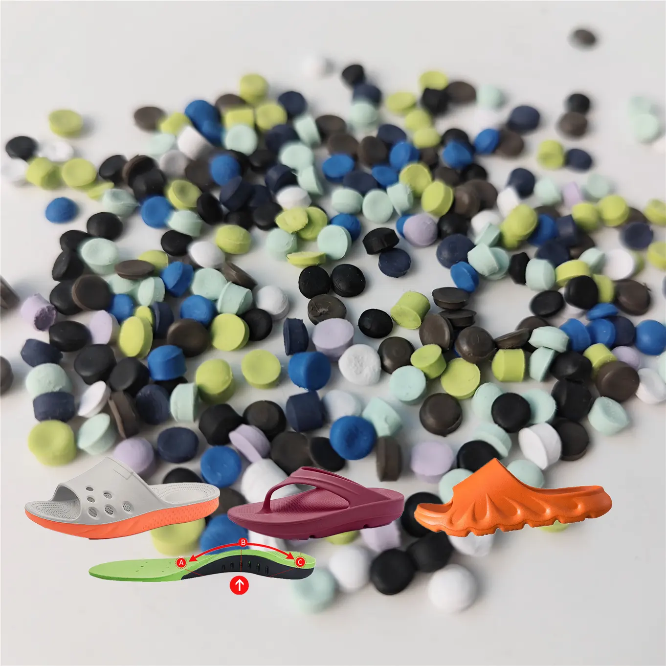 EXW Цена, высокоэластичное сырье для инъекций подошвы EVA, пенообразовательные соединения, повторно используемые гранулы для тапочек