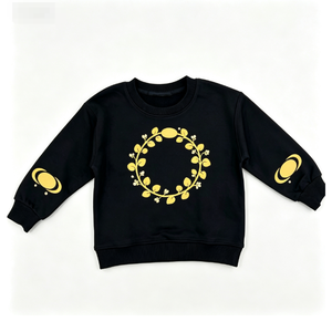 Sudadera de cuello redondo para parejas, manga larga, estampado floral de corona, manga con diseño de planeta, suéter informal de algodón para mujer - Product Image 2