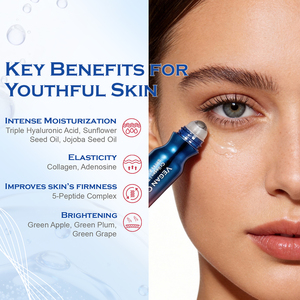 Crema Contorno de Ojos OEM 25ML Antiedad, Anti-Hinchazón, con Ácido Hialurónico y Péptidos, Cuidado para Ojeras, Suero Ligero con Rodillo Aplicador - Product Image 2