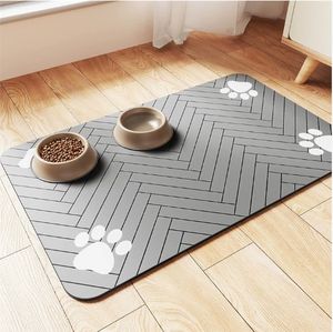 Tapis d'alimentation absorbant pour chaton, tapis imperméable pour les bols <span class=keywords><strong>de</strong></span> nourriture et d'eau pour chiens et chats, dos en caoutchouc à séchage rapide - Product Image 5