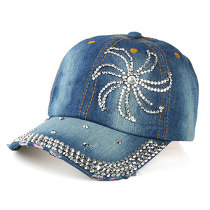 Tuỳ Chỉnh Thời Trang Rắn Rhinestone Rửa Cowboy 6 Bảng Bóng Chày Cap Dad Hat