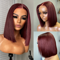 Perruques Lace Front en Cheveux Humains Vierges 13*4 BOB Courtes Lisses, Peuvent Être Permanentes et Teintes