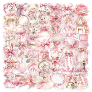 50 pezzi trasparenti simpatici fiabe rosa giovani ragazze da nubile per animali domestici impermeabili adesivi per Laptop per decorazione - Product Image 1