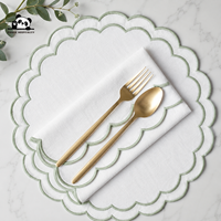 Set de table en lin à bord festonné, set de table brodé pour restaurant, hôtel, mariage, vente en gros, OEM