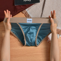 Slip taille basse en satin de soie et de glace pour hommes, sous-vêtements mi-hauts en nylon pour la génération des garçons avec caractéristiques de soin des cheveux