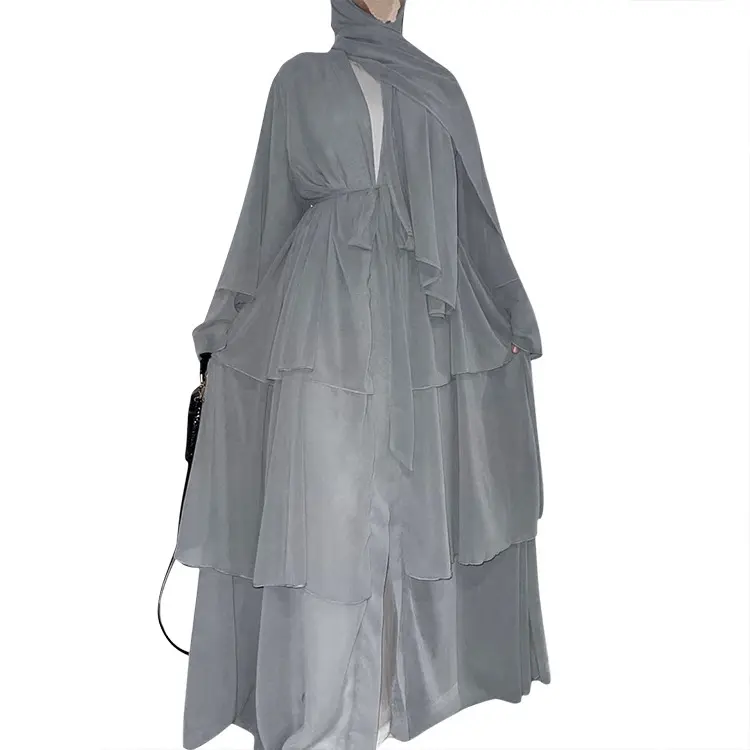 Islamic Arabic Turkey Embroidered Dubai Abaya V Neck Woman Dress
