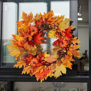 Bestseller Transfrontaliero: Decorazione Murale Stile Fattoria con Ghirlanda di Foglie d'Acero, Fiori di Schiuma, <span class=keywords><strong>Zucca</strong></span> e Bacche per il Ringraziamento - Product Image 2