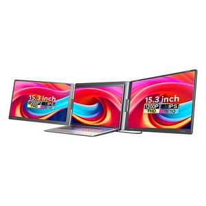 Moniteur triple portable pour ordinateur portable, écran IPS <span class=keywords><strong>15</strong></span>,3 <span class=keywords><strong>pouces</strong></span>, extension d'écran, un seul câble pour 2 écrans, pour le travail de bureau, Windows, <span class=keywords><strong>MacBook</strong></span> - Product Image 1