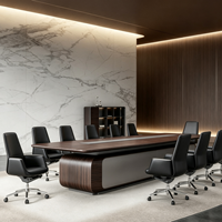 Table de conférence de luxe en forme de bateau, table de salle de réunion exécutive avec finition haut de gamme