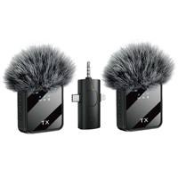 Microphone 3-en-1 portable sans fil mini-cravate à condensateur pour Vlog, enregistrement vidéo et interview, directivité omnidirectionnelle F11-2