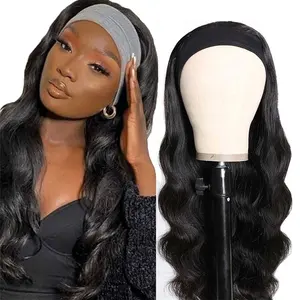 Cheap Head band Body Wave Human Hair Wigs for Black Women Sunny Natural Color Headband Wig no Lace Wig