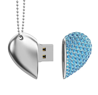Memoria USB 2.0 con Forma de Corazón, Material de Cristal, Hermosa Memoria USB Personalizada con Diamantes, 8G 16G con Múltiples Capacidades