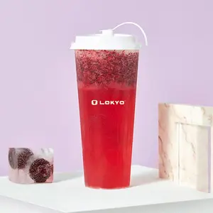LOKYO 인기 12 온스 16 온스 두꺼운 플라스틱 pp 사출 컵 투명 커스텀 스무디 밀크 티 보바 일회용 컵