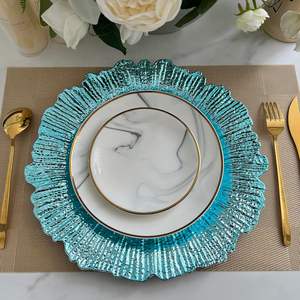 Assiettes de présentation Premium 13 pouces <span class=keywords><strong>Turquoise</strong></span> Reef en plastique incassable pour décorations de mariage et de fête sur la plage - Product Image 4