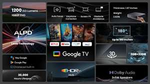 El Mejor Proyector Láser para Google TV, Nuevo Lanzamiento Dangbei Atom ALPD, 1200 ISO Lúmenes, 3D, 4K Ready, HDR10/HLG, Altavoces Integrados - Product Image 2