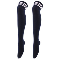 Chaussettes élastiques antidérapantes à trois bandes au-dessus du genou, multicolores, couleur unie, style académie, cosplay, usage quotidien, bas longs jusqu'aux cuisses
