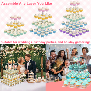 Square <strong>3</strong>-4-5 <strong>Tier</strong> <strong>Dessert</strong> and Cupcake Display Stand, Suitable for Weddings, Birthdays, Christmas Events and Parties - Product Image 6