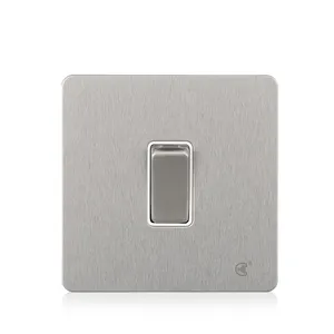 Stainless steel brushed chrome intermediate wall light switch