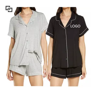 Conjunto de pijama personalizado para mujer, ropa interior suave de bambú y viscosa, 2 piezas