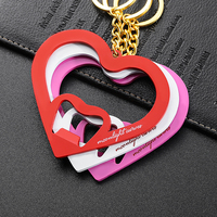 Porte-clés de couple en forme de cœur, grande taille, ajouré, rouge, violet, blanc, petit métallique, logo personnalisé 3d, 1 pièce