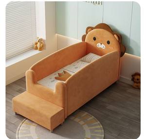 Lit d'enfant en bois moderne Little Lion Lit simple pour garçons avec protection des bords et garde-corps Chambre à coucher - Product Image 6
