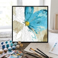 Nature morte Fleurs bleues Peinture sur toile de lin DIY par numéros Peinture acrylique Impression numérique pour débutants Décoration intérieure