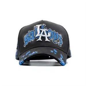 Gorras unisex de 5 paneles de gamuza con bordados de lazos, gorras de mago para hombre, gorras de béisbol convertibles estilo cubo con logo de diamantes de imitación. - Product Image 1