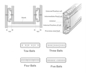 Diapositivas <span class=keywords><strong>para</strong></span> <span class=keywords><strong>cajones</strong></span>, caja de almacenamiento telescópica con rodamiento de bolas extraíble, canal de triple extensión, guías <span class=keywords><strong>para</strong></span> <span class=keywords><strong>cajones</strong></span> de riel deslizante <span class=keywords><strong>para</strong></span> muebles - Product Image 2