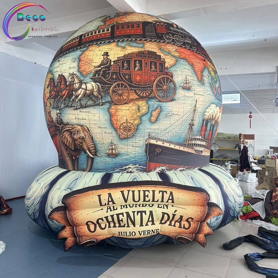 Planisphere Inflatable Outdoor Inflatable World Map Balloon Sphere Standing Travel Theme Prop ...