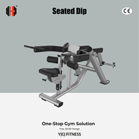 Machine à dips assis à charge libre en acier, avec siège réglable, coussinets de bras, support de poitrine et poignées doubles, pour usage commercial en salle de sport professionnelle