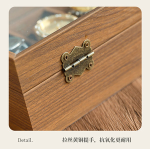 Boîte de montre en cuir en <span class=keywords><strong>bois</strong></span> <span class=keywords><strong>vintage</strong></span> haut de gamme avec 6 fentes et couvercle en verre hommes et femmes Bracelet organisateur de bijoux pour vitrine de montre - Product Image 4