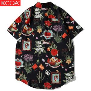 Chemises boutonnées hawaïennes décontractées flamants roses imprimées sur mesure pour hommes - Product Image 2