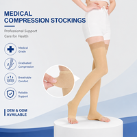 Bas de contention médicaux à compression graduée, hauteur cuisse, à bout ouvert, pour femmes, personnalisables OEM