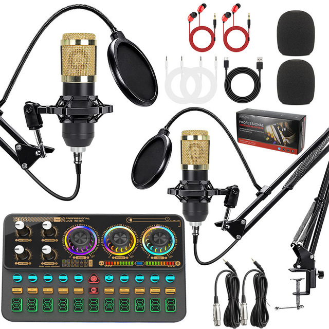 Professional K900 C Wireless Desktop Noise Cancelling Cardioid Condenser Microphone Sound Card XLR RGB Lighting Lightweight PC