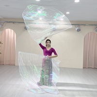 Drapeaux de danse de louange pour la prière chrétienne en polyuréthane semi-transparent jaune rouge dégradé pour danseurs adultes