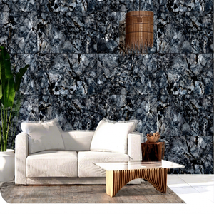 Carreaux muraux en porcelaine effet marbre moderne brillant 60x120, gris foncé, pour la décoration de villas et de supermarchés - Product Image 1