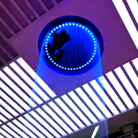 Fontaine commerciale extérieure en acier inoxydable Dewy avec rideau d'eau numérique LED et lumière laser pour la décoration paysagère urbaine