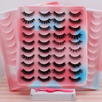5/8/20 paires de faux cils en fibre PBT coréenne 3D naturelle de 25 mm, faits à la main, bande en coton noir, extension de cils, marque Heartgirl, vente en gros