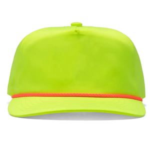 Chapeaux de golf en corde vierges à bec plat à 5 panneaux avec logo personnalisé Chapeaux en corde Snapback non structurés - Product Image 3