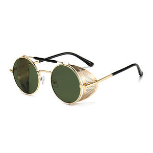 Fashion Hot Sell Side Shield Round Shape Metal Uv400 Vintage Gold Style Flip <strong>Top</strong> Sun <strong>Glasses</strong> for Men Women Steampunk Sun <strong>Glasses</strong> - Product Image 4