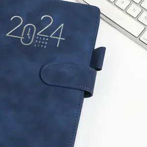 Customized A5 Pu Leather Cover Waterproof Custom Journals Notebooks Planners 2024 Calendars Dairy