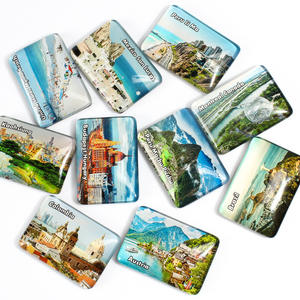 맞춤 디자인 직사각형 크리스탈 유리 냉장고 자석 도시 국가명 사각 냉장고 자석 - Product Image 5