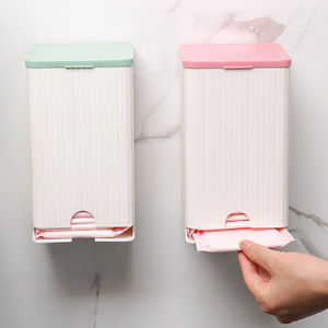 Boîte de rangement murale pour tampons, sans marquage ni perçage, anti-poussière, avec couvercle pour salle de bain, pour serviettes hygiéniques et mouchoirs - Product Image 1