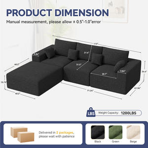Sofá Seccional Moderno en Forma de L de Chenilla y Esponja, Sin Necesidad de Montaje, Soporte Ergonómico, Almohadas Extraíbles, Sofá Cama de Gran Capacidad para - Product Image 4