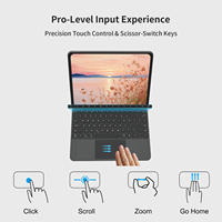 Nouvel Étui Clavier Magique Sans Fil en Aluminium 2026 avec Pavé Tactile et Clavier Rétroéclairé pour iPad Air 13 Pouces M4, Support Magnétique Multi-touches