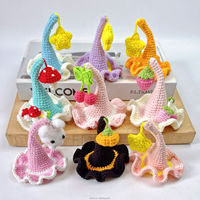 Pince à cheveux mignonne en crochet fait main, motif dessin animé chapeau d'anniversaire, avec étoile 3D et poupée en peluche, accessoire de fête, artisanat